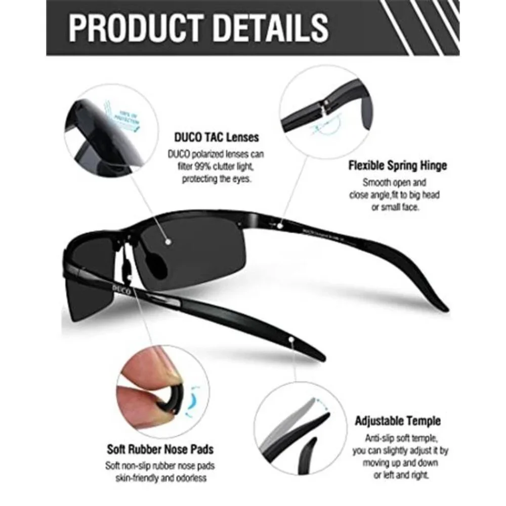 Mens Polarized Sports Sunglasses UV400 Driving Fishing Cycling 8177S